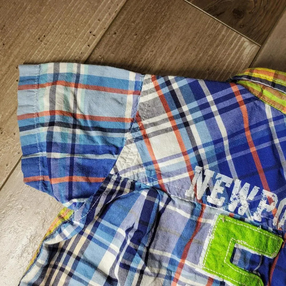 PLACE Newport 5 Shark Short Sleeve Collared Button Down Shirt Boys Size 12-18m - Picture 7 of 11